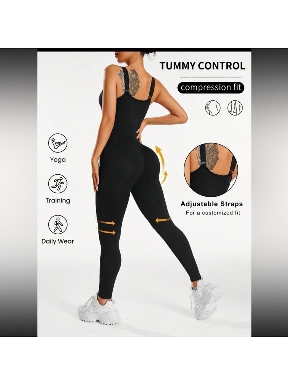 SHEIN Sport Gameset Seamless Wide Strap
Sports Jumpsuit black SzL (US 8/10) NWOT